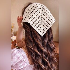 Cream Crochet Triangle Wrap